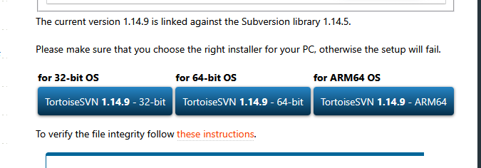 TortoiseSVN installer download page