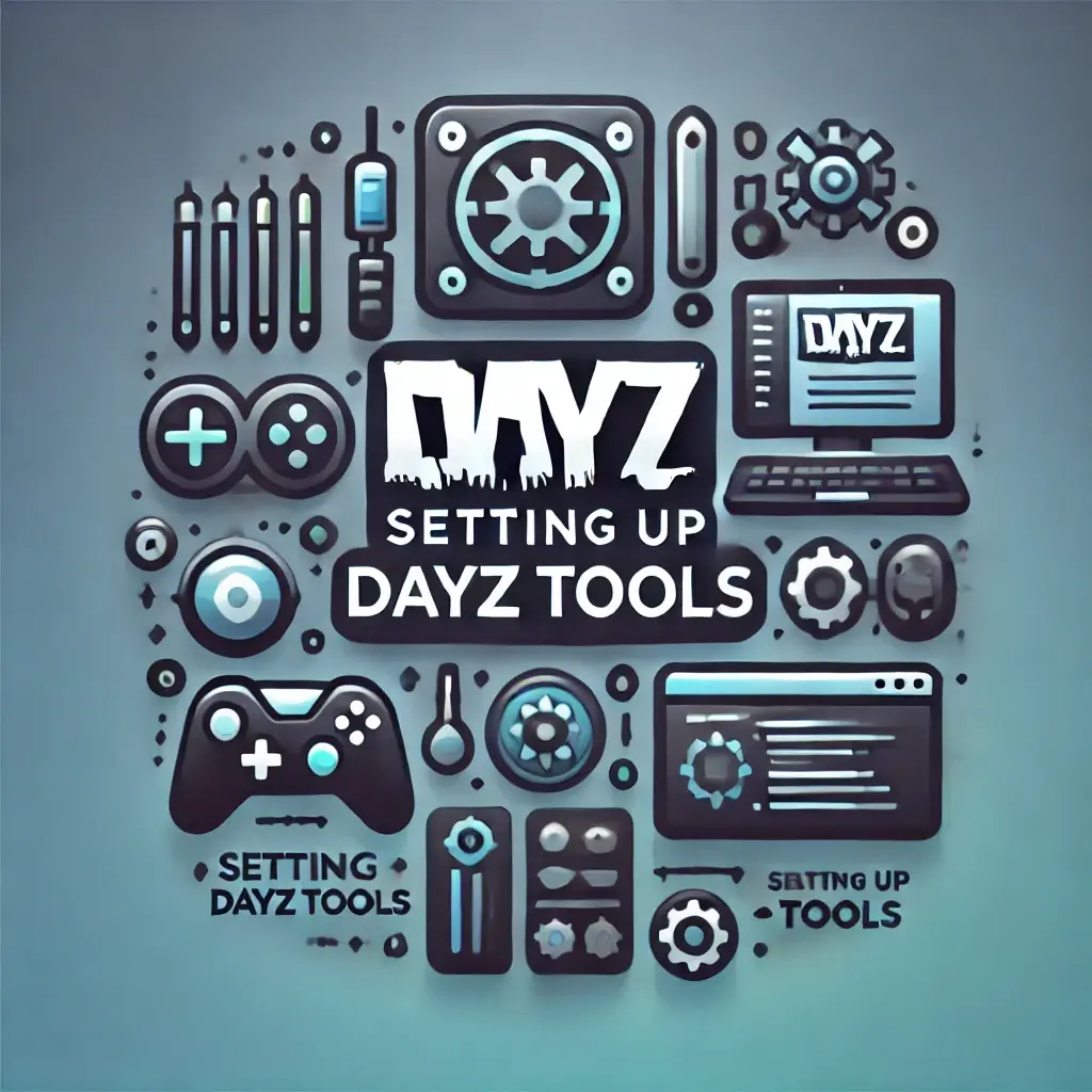 DALL·E 2024-09-19 10.51.51 – A sleek and modern featured image for a WordPress course titled ‘Setting up DayZ Tools.’ The design should feature a clean background with a subtle gr